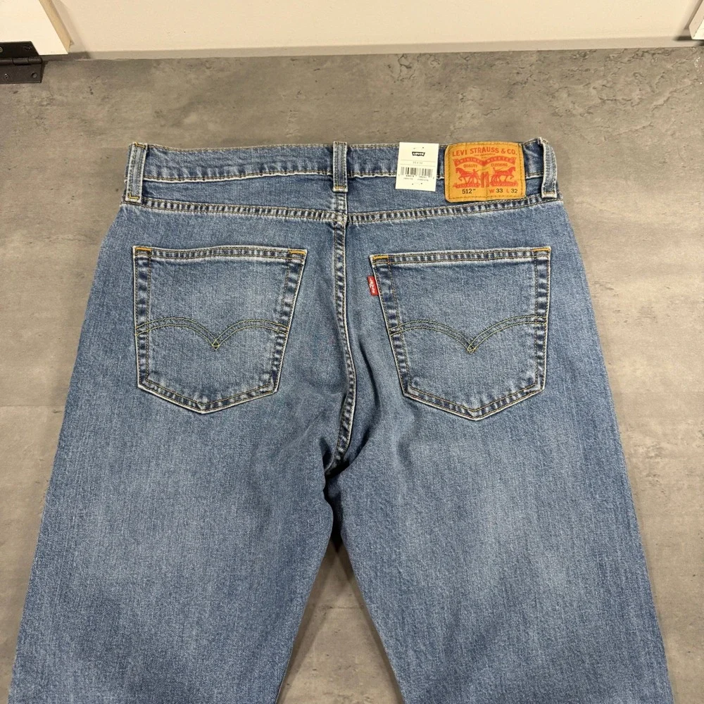 Levi's Jeans Mens 33x32 512 Slim Taper Light Wash Blue Levi's Flex Stretch NEW